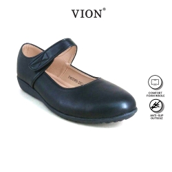 Black PVC Leather Hostel / Uniform / Formal Shoes Ladies FM68362